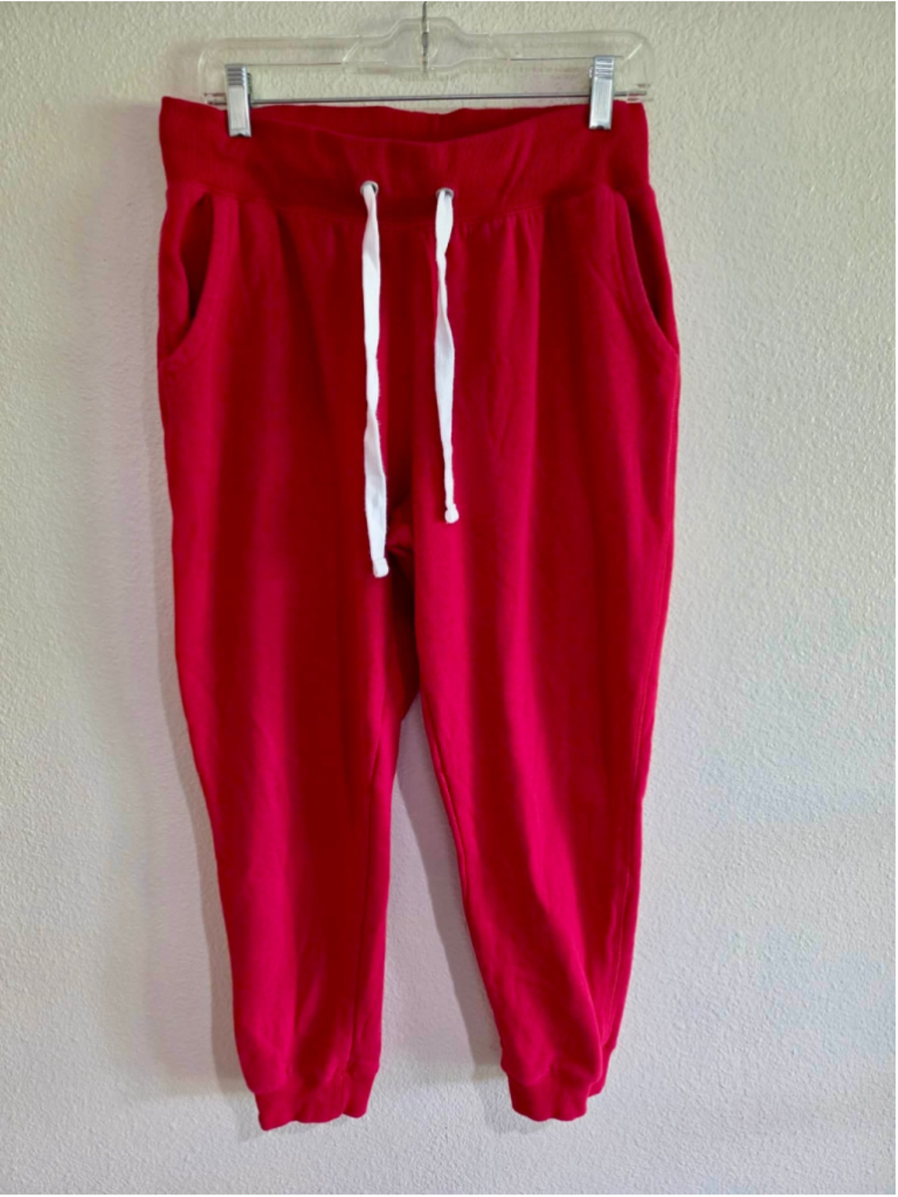 Fashion Nova Women’s Fleece Jogger Sweatpants Drawstring Pockets Crimson Red XL